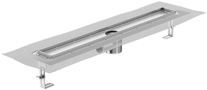 Rinnenkörper ACO ShowerDrain E+, Einbauhöhe Oberkante Estrich: 92 – 140 mm (DIN EN 1253‑1)