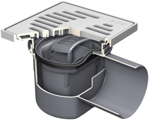 Kellerablauf DN–100, Stutzenneigung: 1,5°