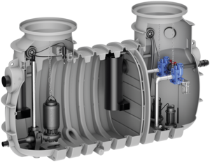Fettabscheider mit integrierter Pumpstation LipuLift-PF-DAP Ausbaustufe 3