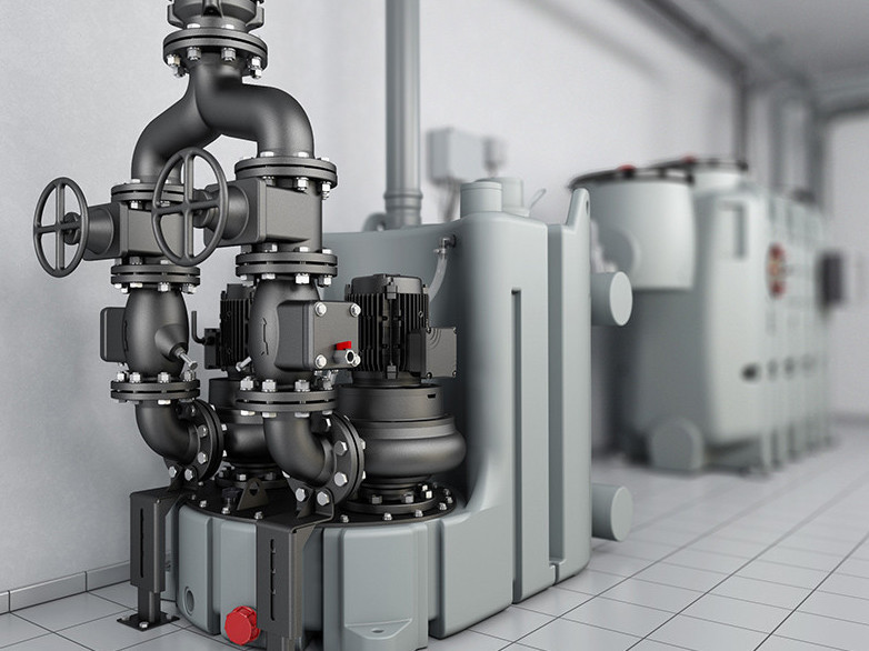 Abwasserhebeanlagen-Pumpstationen-Raum