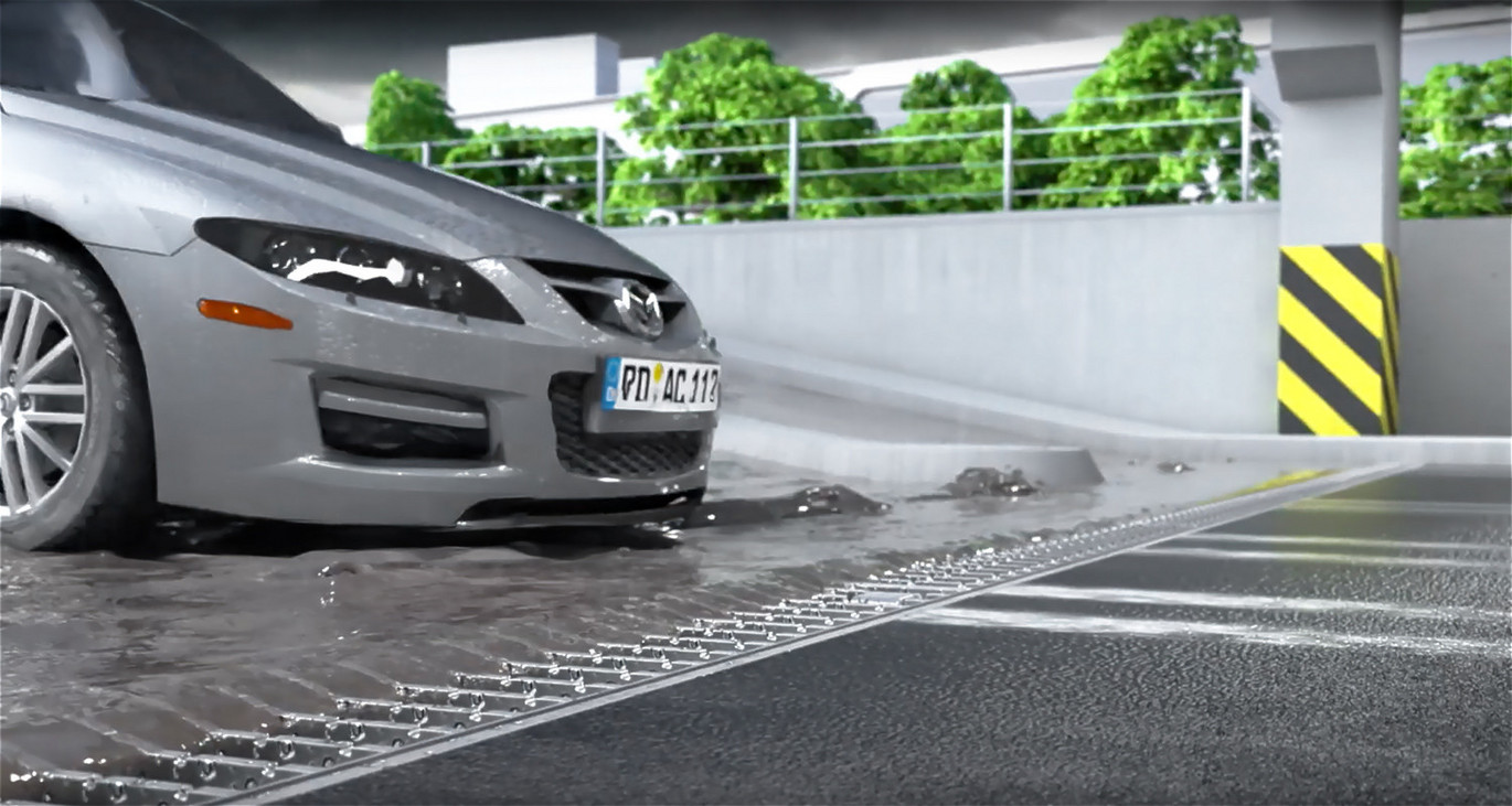 ACO Parkhausrinne Rampe Auto Regen