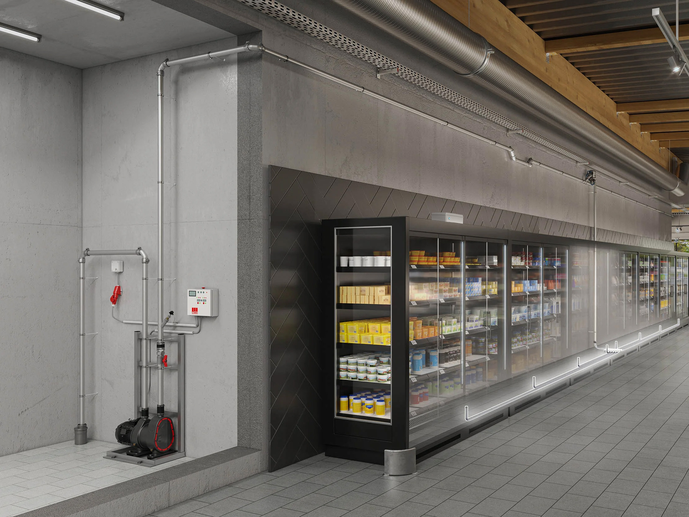 Innenraum-Supermarkt-Kühlmöbel-Entwässerung-Rohre-Pumpe