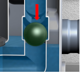 Ball durch rückfließendes Abwasser auf Dichtsatz