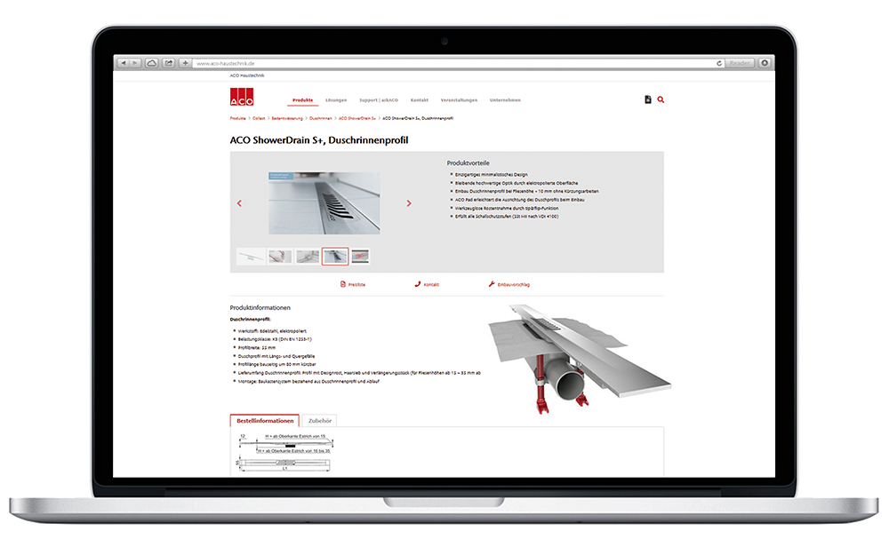 Duschrinne ShowerDrain S+ im Onlinekatalog